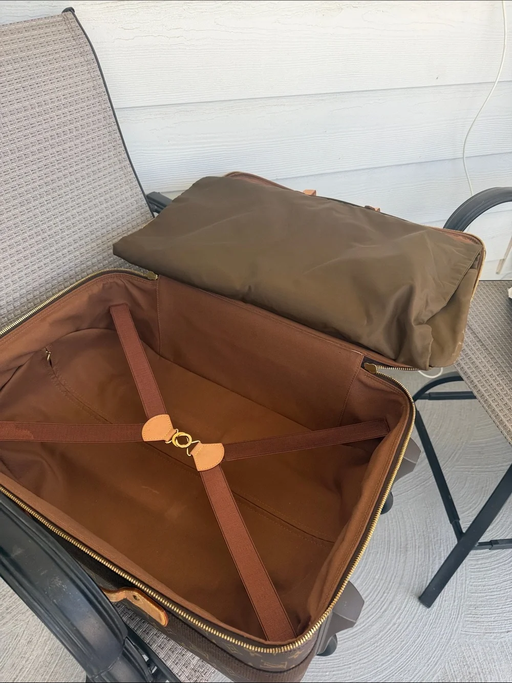 Louis Vuitton Monogram Rolling Carry-On in Brown and Tan